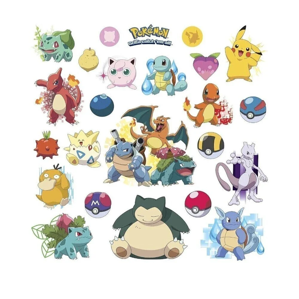 RMK2535SCS POKEMON ICONIC 24 Peel & Stick Wall Decals Kids Room Decor Stickers